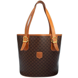 Celine Macadam Leather shoulder bag canvas Brown